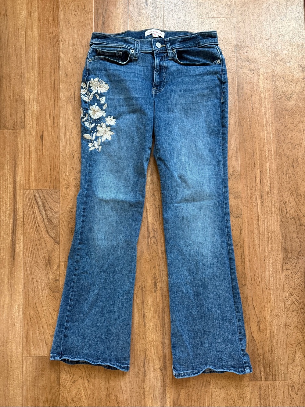 Lucky Women's Blue Embroidered Flare Jeans